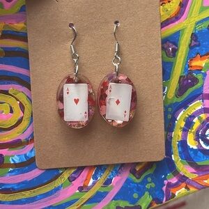 Red Aces Playing Cards Dangle Earrings